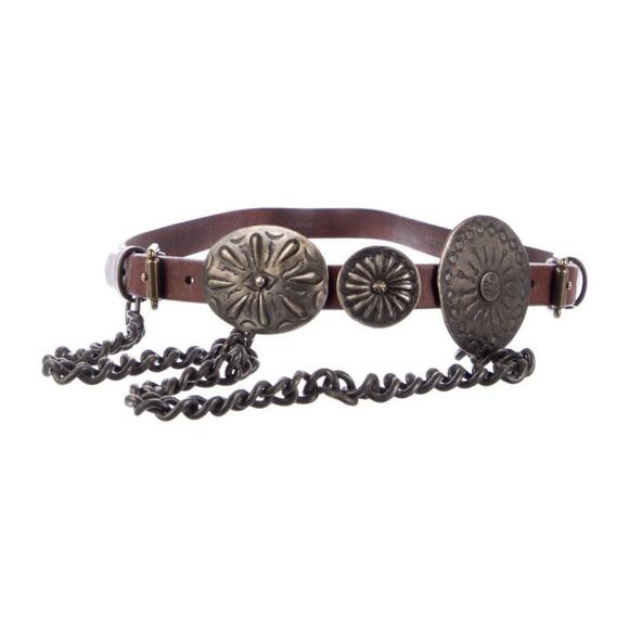 Ralph Lauren Accessories - Ralph Lauren Collection Concho Belt S Leather Chain Western Brown Vintage Womens